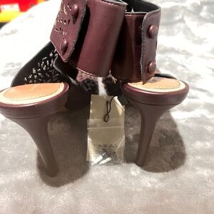 Zara Brown High Heel Booties with Decorative Ankle Cuff
